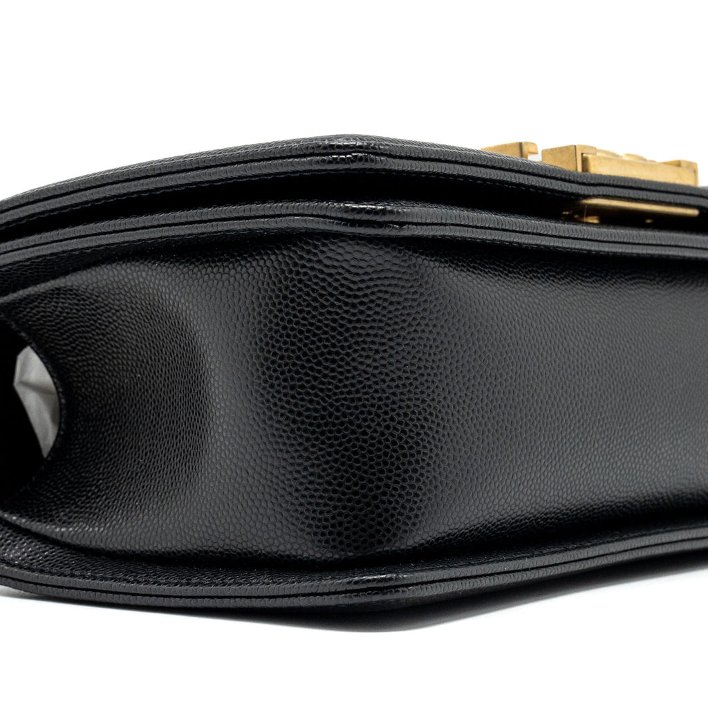 CHANEL SMALL BOY BAG CAVIAR BLACK GHW(MICROCHIP)