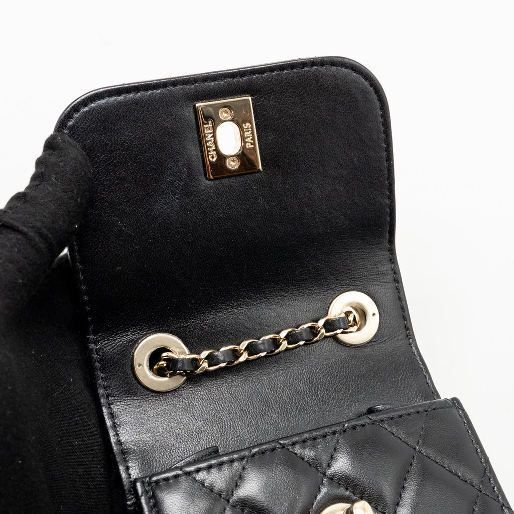 Chanel Mini Trendy CC Clutch with Chain Lambskin Black LGHW (Microchip)