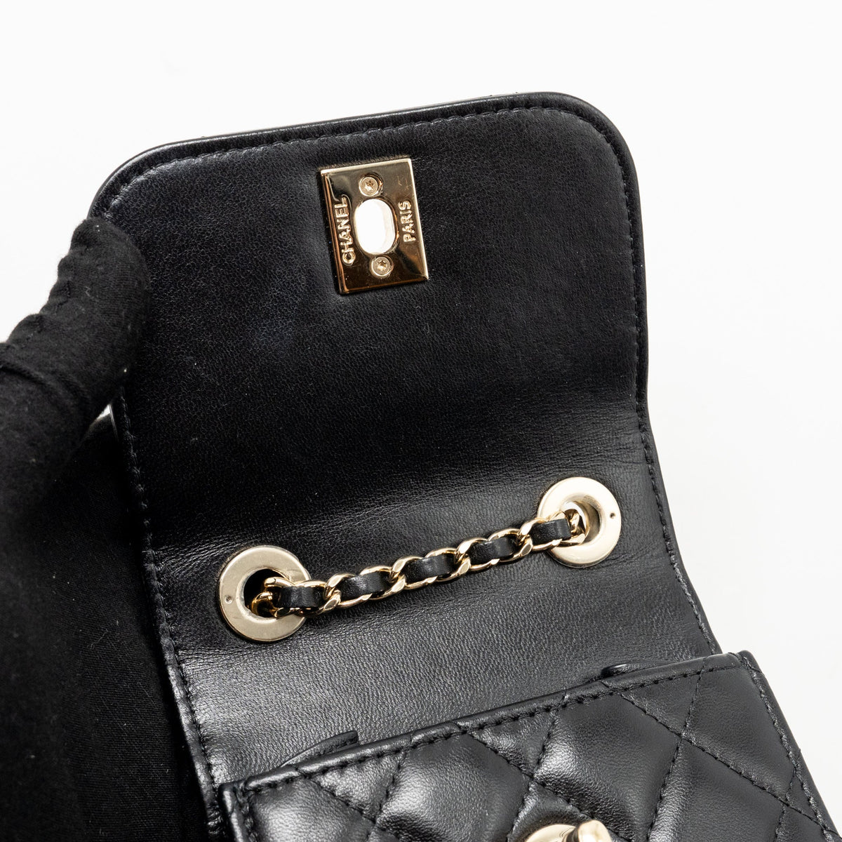 Chanel Mini Trendy CC Clutch with Chain Lambskin Black LGHW (Microchip)
