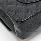 CHANEL MEDIUM CLASSIC DOUBLE FLAP BAG CAVIAR BLACK SHW (MICROCHIP)