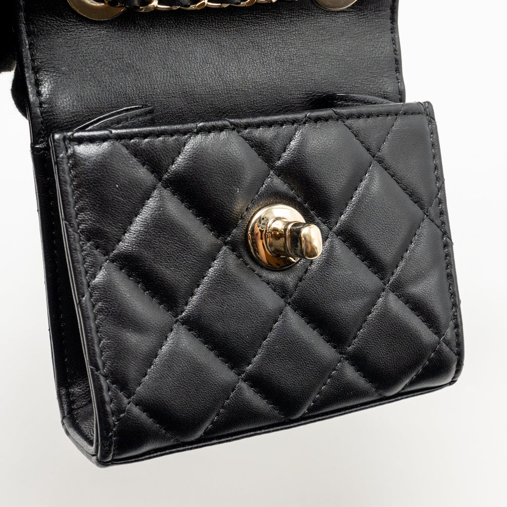 Chanel Mini Trendy CC Clutch with Chain Lambskin Black LGHW (Microchip)