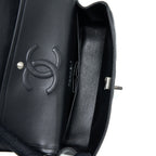 CHANEL MEDIUM CLASSIC DOUBLE FLAP BAG LAMBSKIN SO BLACK WITH BLACK HARDWARE (MICROCHIP)