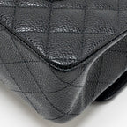 CHANEL MEDIUM CLASSIC DOUBLE FLAP BAG CAVIAR BLACK SHW (MICROCHIP)