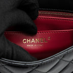 CHANEL CAMELLIA ADJUSTABLE CHAIN MINI SQUARE FLAP BAG LAMBSKIN BLACK GHW (MICROCHIP)