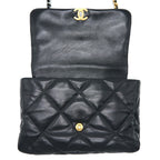 CHANEL MAXI 19 BAG GOATSKIN BLACK MULTICOLOUR HARDWARE