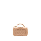 Chanel Top Handle Mini Rectangular Flap Bag Lambskin Beige GHW (Microchip)