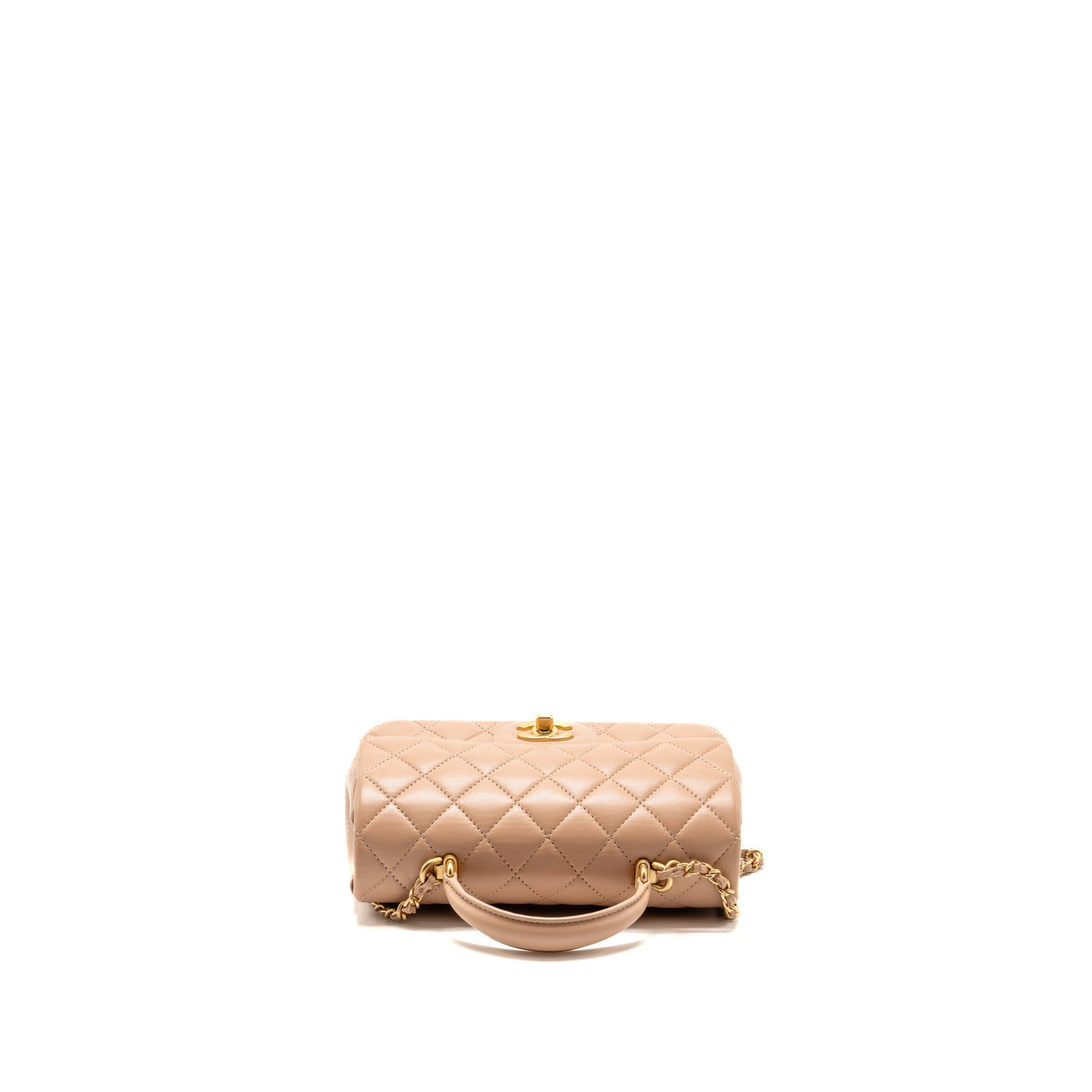 Chanel Top Handle Mini Rectangular Flap Bag Lambskin Beige GHW (Microchip)