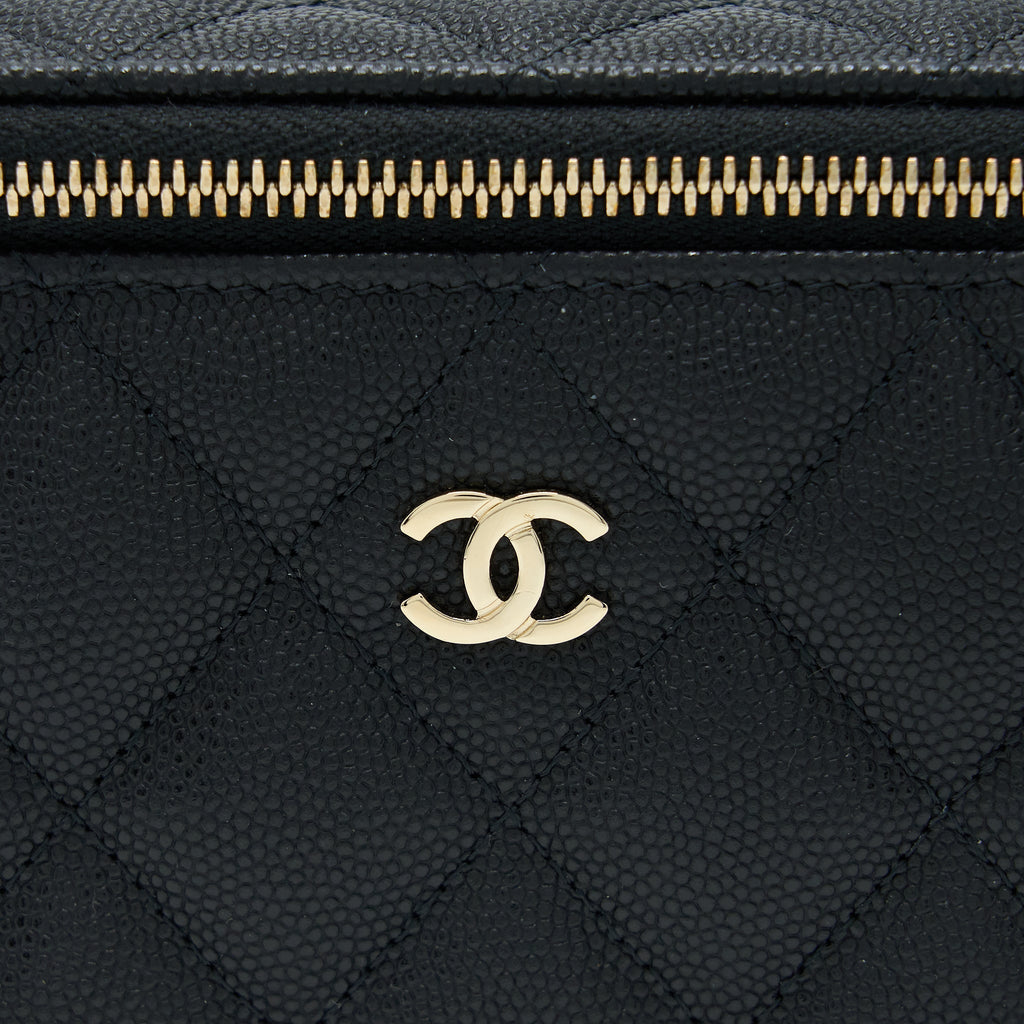 CHANEL LONG VANITY CASE CAVIAR BLACK LGHW