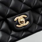 CHANEL CLASSIC MINI SQUARE FLAP BAG LAMBSKIN BLACK BRUSHED GHW