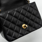 CHANEL CLASSIC MINI SQUARE FLAP BAG LAMBSKIN BLACK BRUSHED GHW