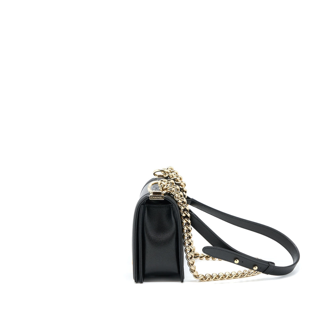 CHANEL MINI BOY BAG CALFSKIN BLACK LGHW (MICROCHIP)