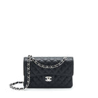 CHANEL SMALL CLASSIC DOUBLE FLAP BAG CAVIAR BLACK SHW (MICROCHIP)