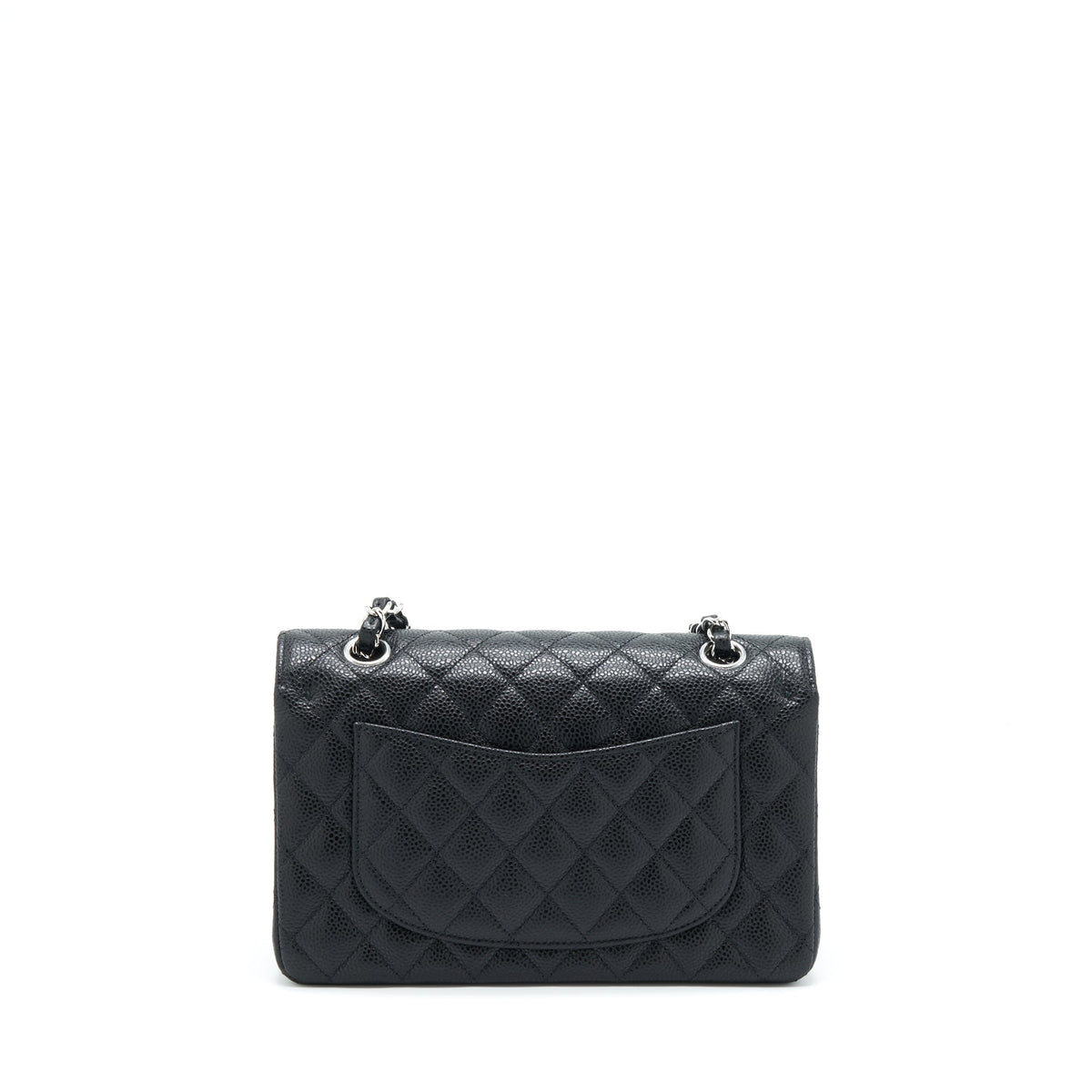 CHANEL SMALL CLASSIC DOUBLE FLAP BAG CAVIAR BLACK SHW (MICROCHIP)