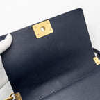 CHANEL 20B MEDIUM BOY BAG WITH TOP HANDLE CALFSKIN NAVY GHW