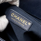 CHANEL 20B MEDIUM BOY BAG WITH TOP HANDLE CALFSKIN NAVY GHW