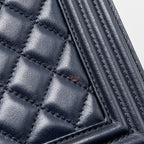 CHANEL 20B MEDIUM BOY BAG WITH TOP HANDLE CALFSKIN NAVY GHW