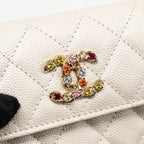 CHANEL JEWELLERY CC MINI FLAP CLUTCH WITH CHAIN CAVIAR PEARLY WHITE LGHW (MICROCHIP)