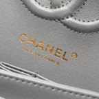 CHANEL 22A SMALL CLASSIC DOUBLE FLAP BAG LAMBSKIN GREY LGHW(MICROCHIP)