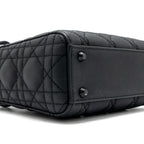 DIOR MINI LADY DIOR CANNAGE CALFSKIN BLACK WITH BLACK HARDWARE