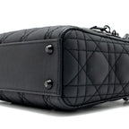 DIOR MINI LADY DIOR CANNAGE CALFSKIN BLACK WITH BLACK HARDWARE