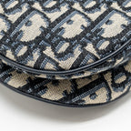 DIOR MINI SADDLE BAG BLUE OBLIQUE JACQUARD CANVAS GHW