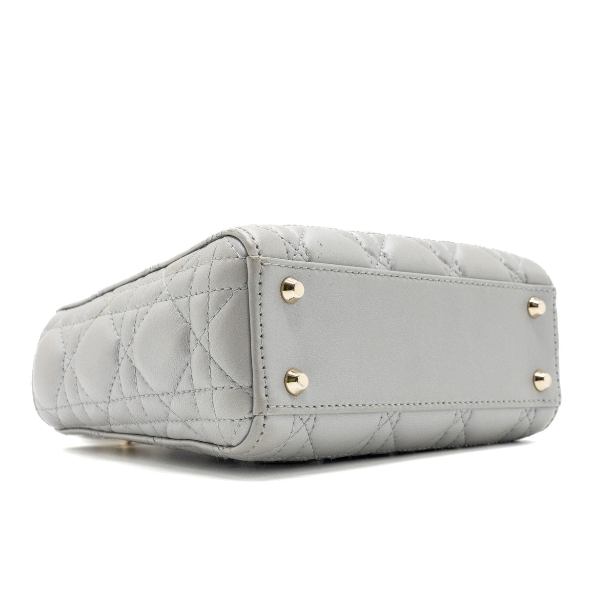 DIOR MINI LADY DIOR LAMBSKIN LIGHT GREY LGHW