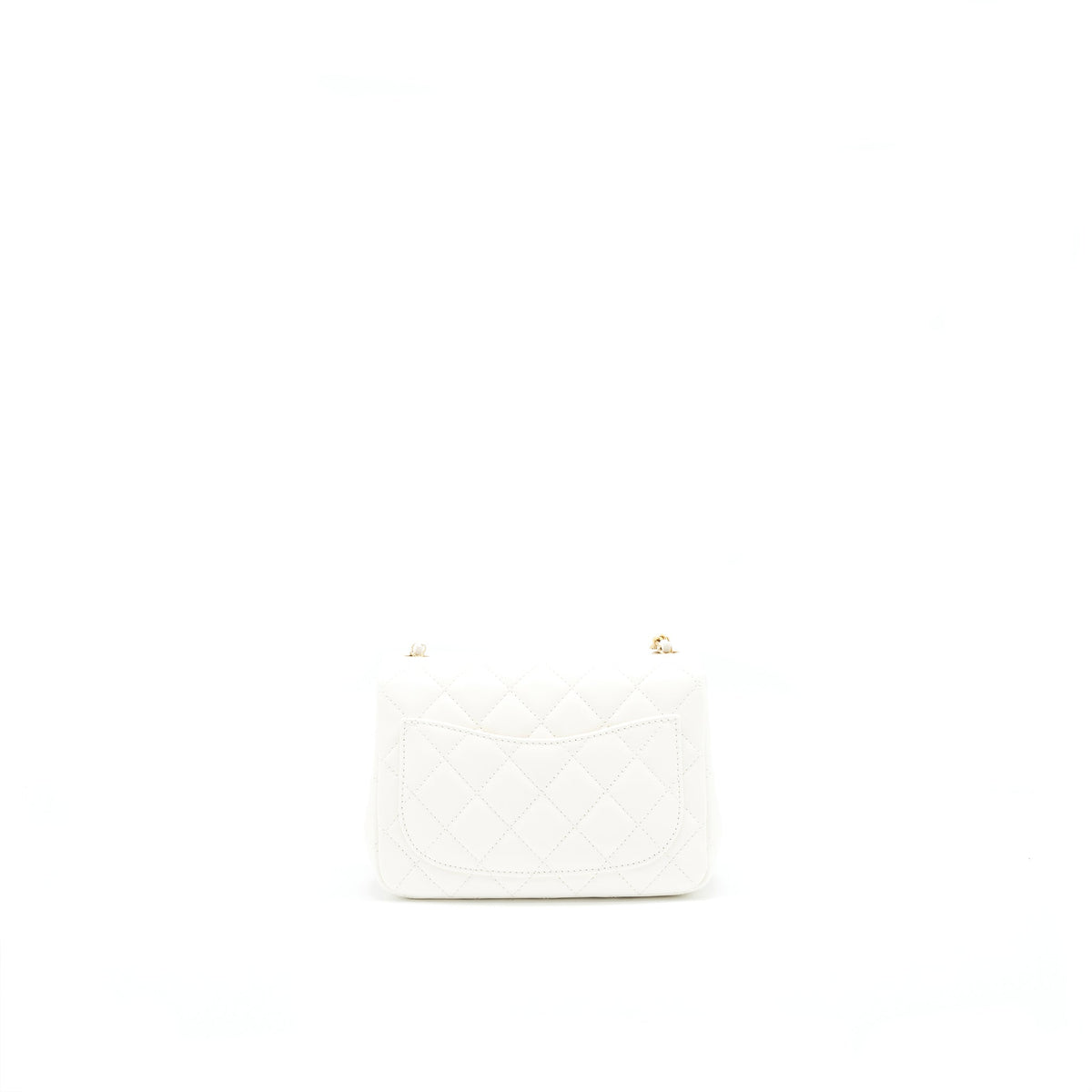 CHANEL 21B PEARL CRUSH SQUARE MINI FLAP BAG LAMBSKIN WHITE GHW