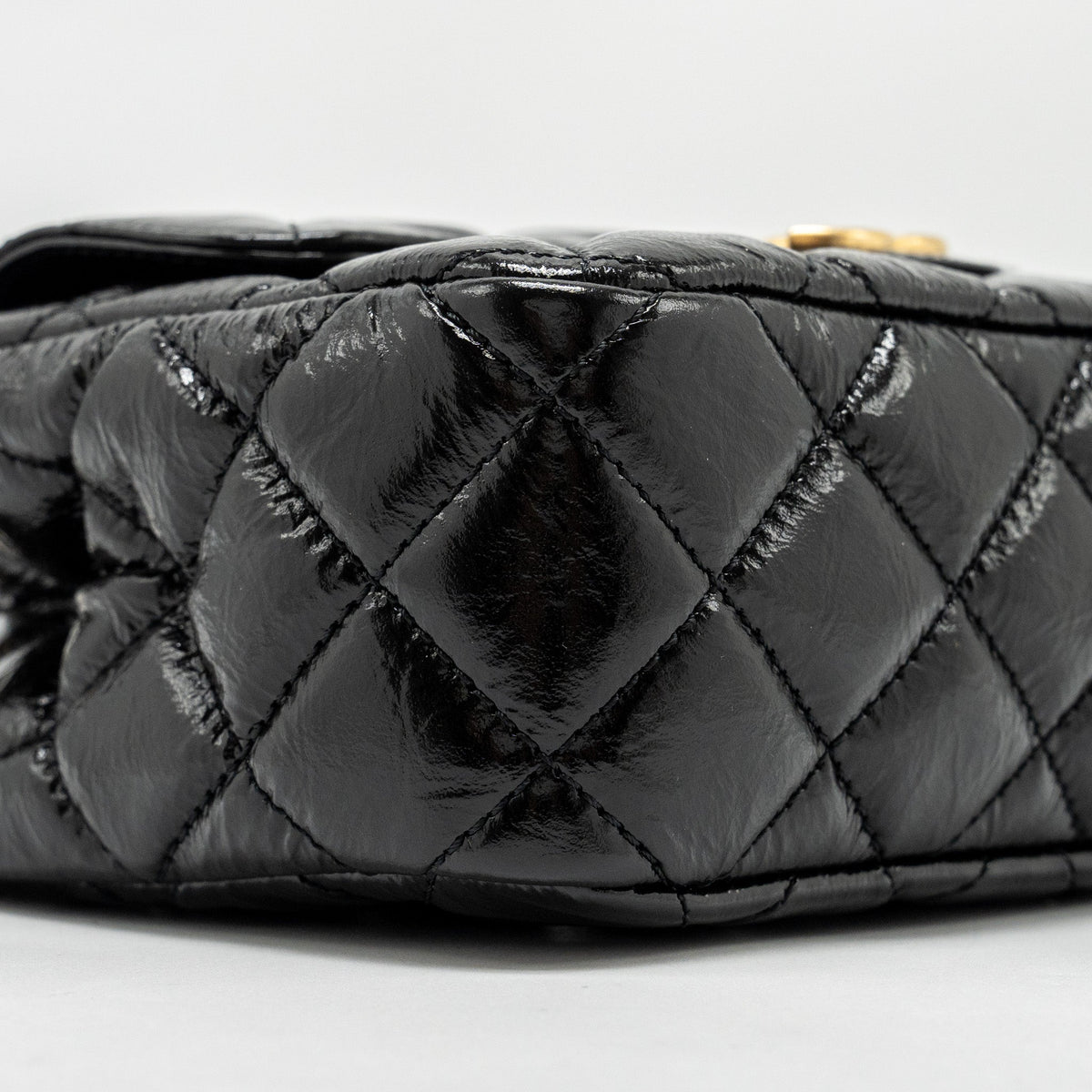CHANEL 23C SMALL HOBO BAG SHINY CALFSKIN BLACK BRUSHED GHW(MICROCHIP)