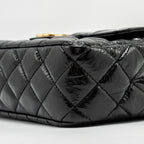 CHANEL 23C SMALL HOBO BAG SHINY CALFSKIN BLACK BRUSHED GHW(MICROCHIP)