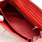 Hermes Kelly 25 Matt Crocodile Porous Bougainvillier SHW