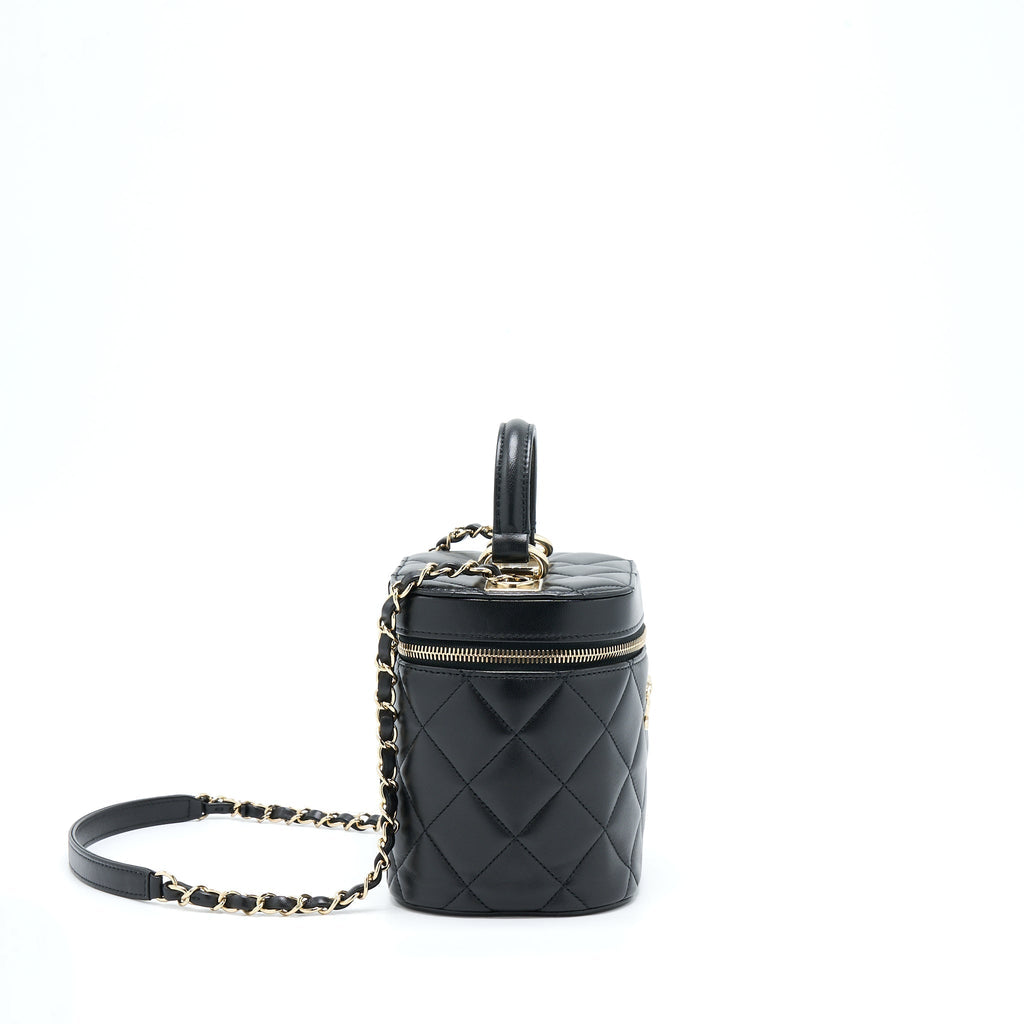 CHANEL TRENDY VANITY CASE LAMBSKIN BLACK LGHW (MICROCHIP)