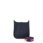 Hermes Mini Evelyne Clemence Blue Nuit Multicolor Strap GHW