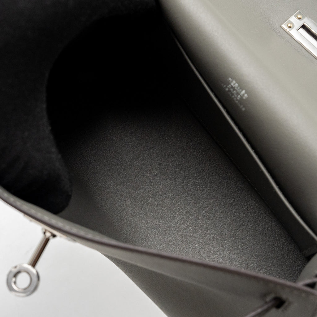 Hermes kelly pochette swift gris Meyer SHW
