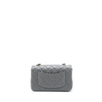 CHANEL 22A MINI RECTANGULAR FLAP BAG LAMBSKIN GREY LGHW (MICROCHIP).