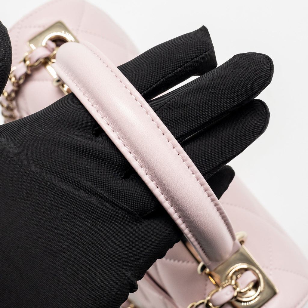 Chanel top handle trendy cc flap bag lambskin light pink LGHW