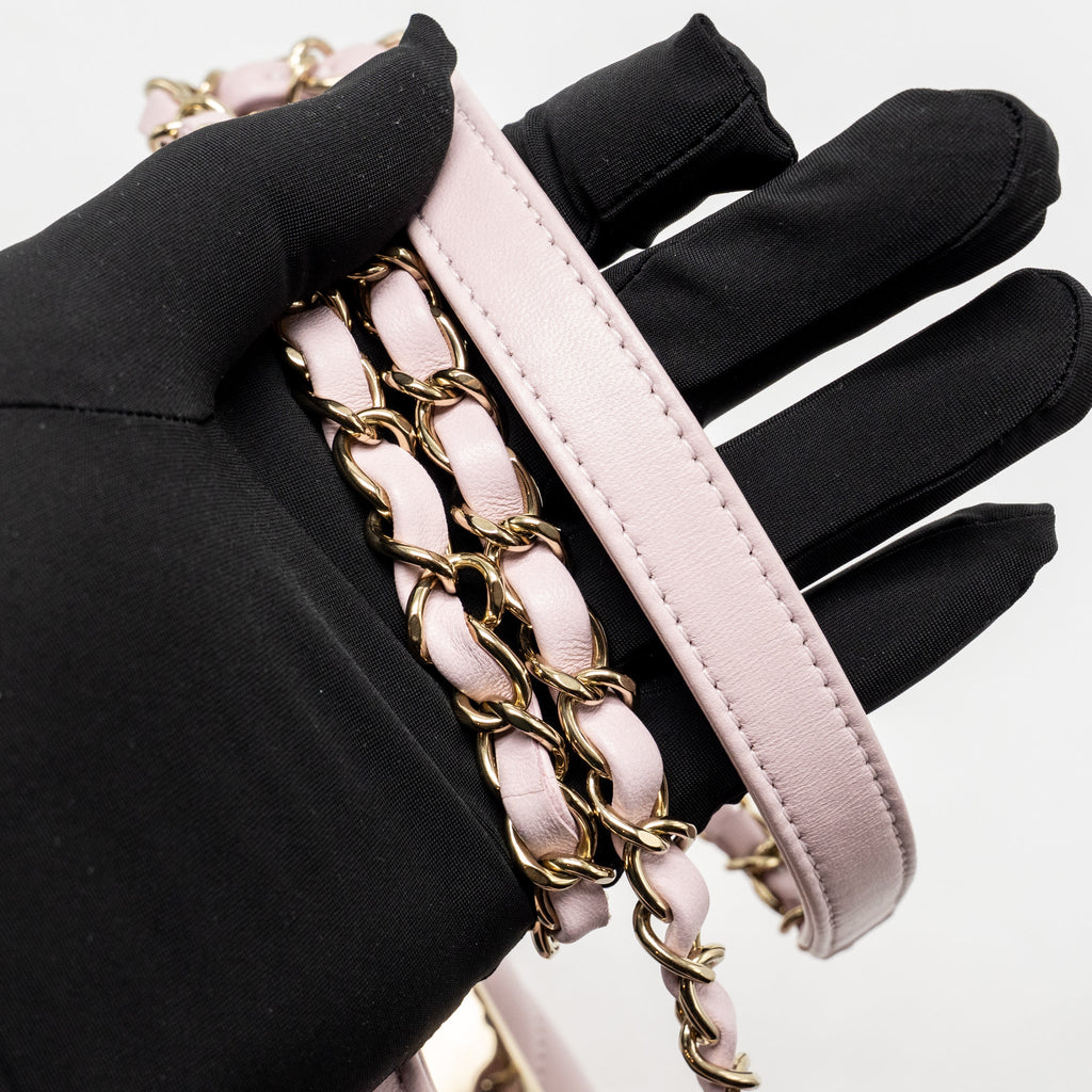 Chanel top handle trendy cc flap bag lambskin light pink LGHW