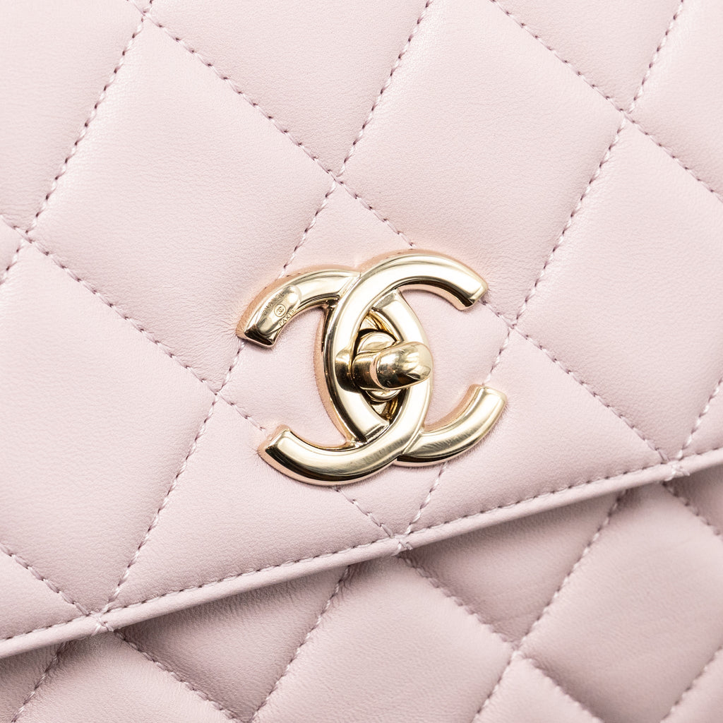 Chanel top handle trendy cc flap bag lambskin light pink LGHW