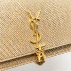 Saint Laurent Kate Tassel Bag/Wallet on Chain Glitter Monogram Gold GHW