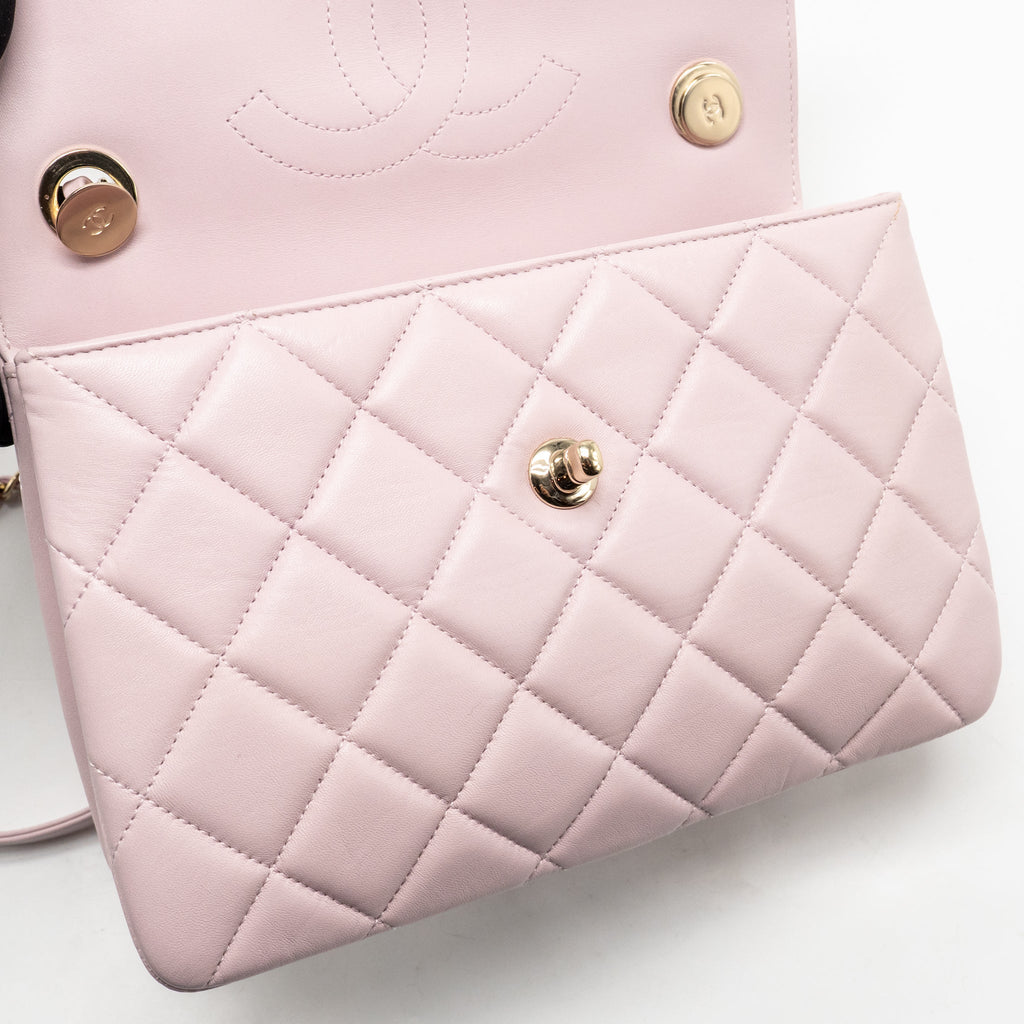 Chanel top handle trendy cc flap bag lambskin light pink LGHW