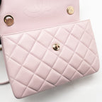 Chanel top handle trendy cc flap bag lambskin light pink LGHW