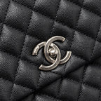 CHANEL MEDIUM COCO HANDLE CAVIAR / LIZARD HANDLE BLACK RUTHENIUM HARDWARE