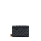 CHANEL 22S PEARL CRUSH WALLET ON CHAIN LAMBSKIN BLACK GHW (MICROCHIP)