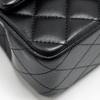 CHANEL TOP HANDLE MINI RECTANGULAR FLAP BAG LAMBSKIN BLACK LGHW (MICROCHIP)