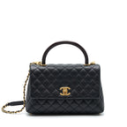CHANEL MEDIUM COCO HANDLE WITH LIZARD EMBOSSED HANDLE CAVIAR BLACK GHW
