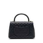 CHANEL MEDIUM COCO HANDLE WITH LIZARD EMBOSSED HANDLE CAVIAR BLACK GHW
