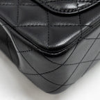 CHANEL TOP HANDLE MINI RECTANGULAR FLAP BAG LAMBSKIN BLACK LGHW (MICROCHIP)