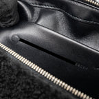 BALENCIAGA ZIP POUCH CLUTCH SHEARLING BLACK/ WHITE SHW