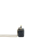 CHANEL 22B DETAILED TOP HANDLE MINI VANITY WITH CHAIN LAMBSKIN BLACK BRUSHED GHW