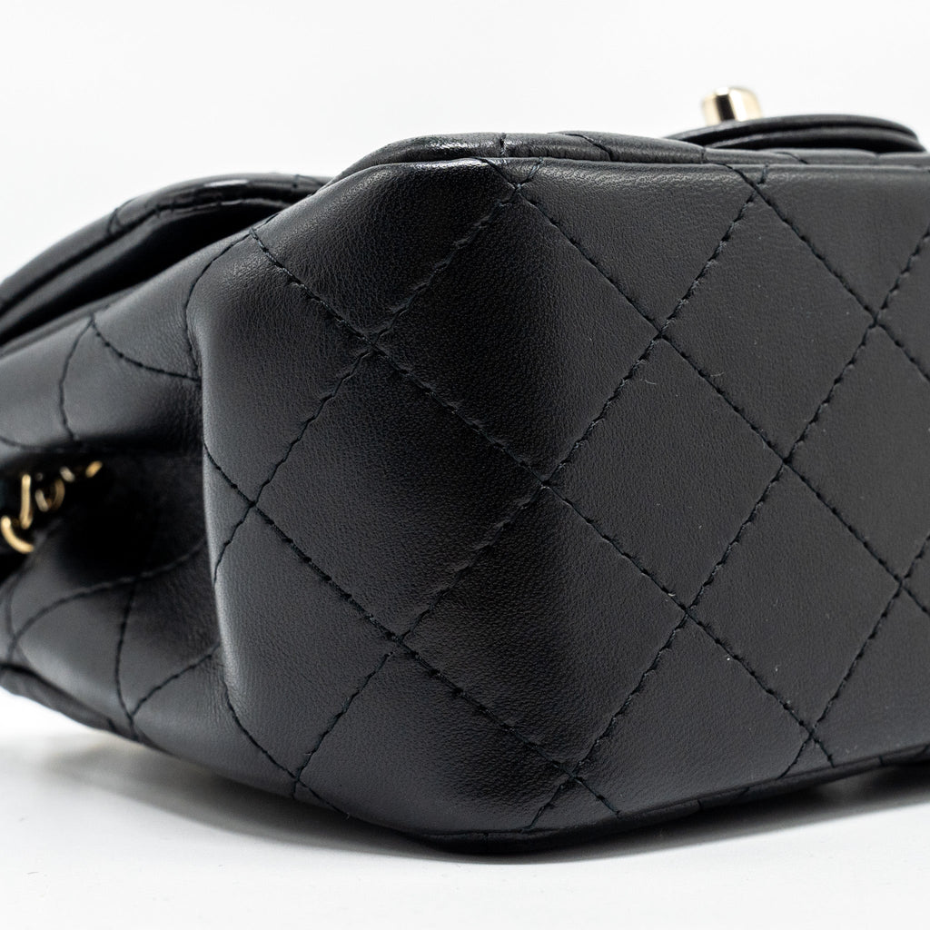 CHANEL MINI SQUARE FLAP BAG LAMBSKIN BLACK LGHW (MICROCHIP)