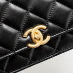 CHANEL 24C GOLD CRUSH WALLET ON CHAIN CALFSKIN BLACK GHW(MICROCHIP)